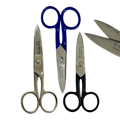 5.25'' Electrician Scissors w/ Serrated Blades - Wire Cut & Strip Tool (3 Pack)