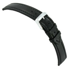 Men's 18mm Black Watch Band - Stitched Calf Skin
