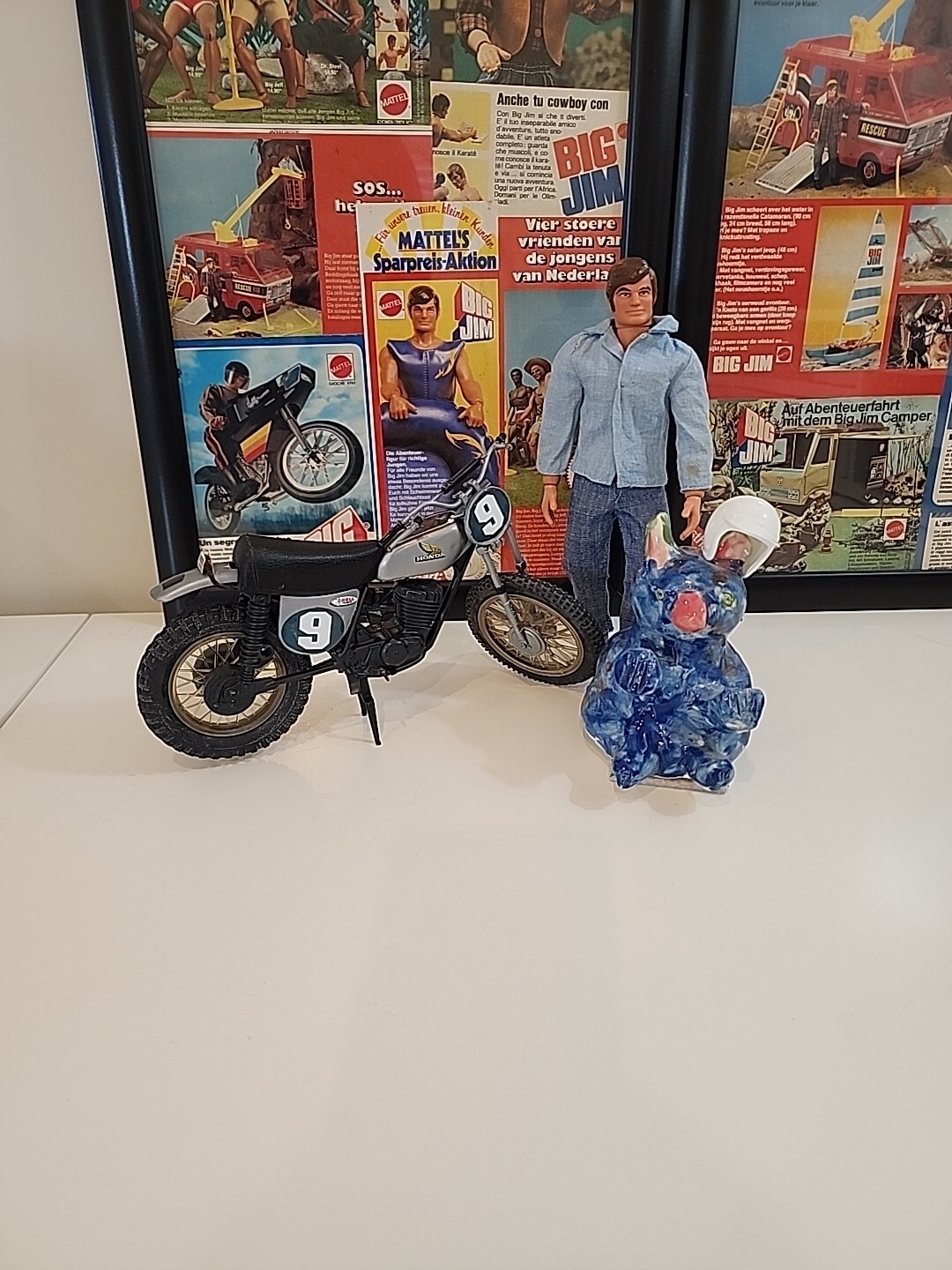 Vintage Big Jim Mattel 1970s Original With Honda Elsinore Motorcycle Cr250m