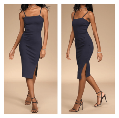 knit ponte midi dress Lulu's navy lined body con size medium Boden