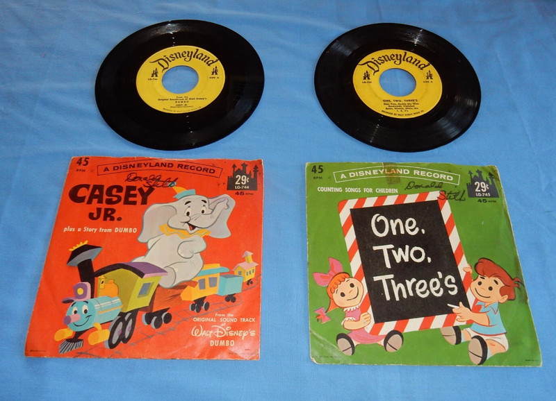 Disneyland Record LG-744 Casey Jr & Dumbo Story + LG-745 One Two Three's Vinyl