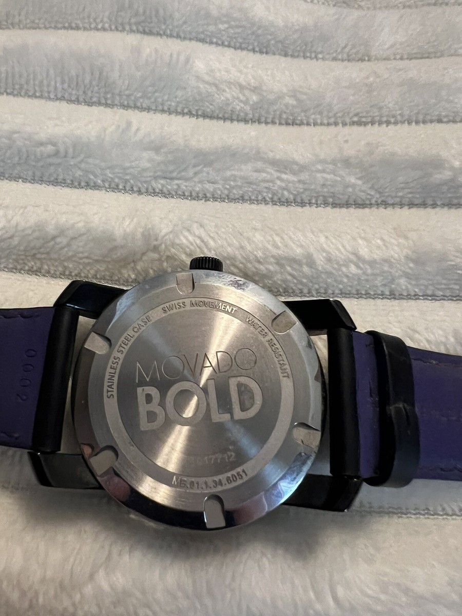 LIMITED EDITION! MOVADO BOLD Blue Glitter LEATHER WATCH No Longer