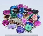 BULK SALE ! Druzy Gemstone Pendant 5pcs Wholesale Lots 925 Silver Plated Jewelry