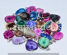 BULK SALE ! Druzy Gemstone Pendant 5pcs Wholesale Lots 925 Silver Plated Jewelry