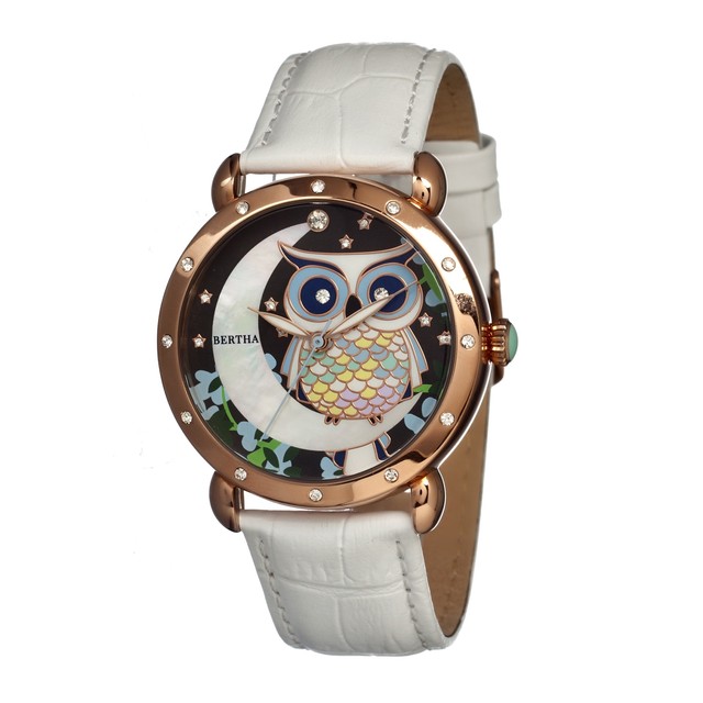 BRAND NEW Bertha white leather watch with owl face Bertha Rosie Women main image 2