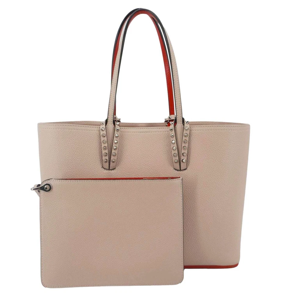 CHRISTIAN LOUBOUTIN Cabata Leather Tote Bag Peach