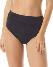 Carmen Marc Valvo L53803 Womens Black Ruched Back-Seam Bikini Bottoms Size Small