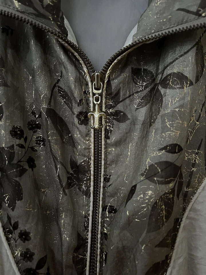 Vintage Active Frontier Gold Nylon Bomber Track Jacket Size XL Floral - Image 4 of 4