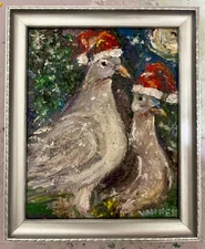 Two Turtle Doves, Original Oil Painting, Framed