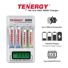 Tenergy TN156 AA AAA 4 Bay NiMH Battery Charger with Battery Options LOT