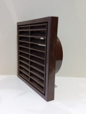 100mm 4" Dia Plastic Brown Extractor Fan Louvre Air Vent Duct Grille Wall Outlet