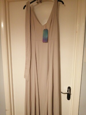 Show Me Your MuMu weiches beige Brautjungfern Maxikleid Größe M
