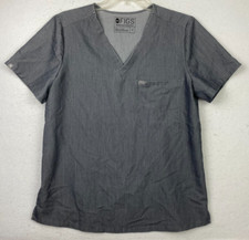 Figs Technical Collection Scrub Top Gray V Neck Short Sleeve Medium