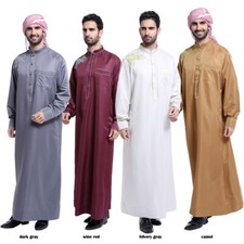 Saudi Arab Men Kaftan Thobe Jubba Thoub Muslim Abaya Dishdasha Islamic Caftan