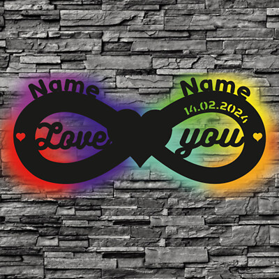WALUNA  Led Unendlichkeitszeichen Hochzeitsgeschenk personalisiert mit zwei Name