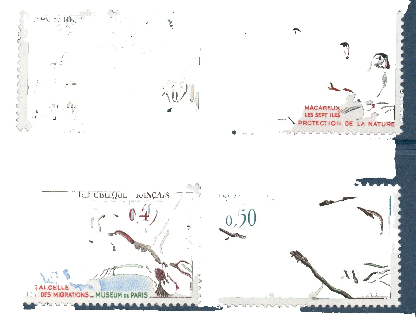 Las aves con bisagras de menta sellos franceses y Colonias