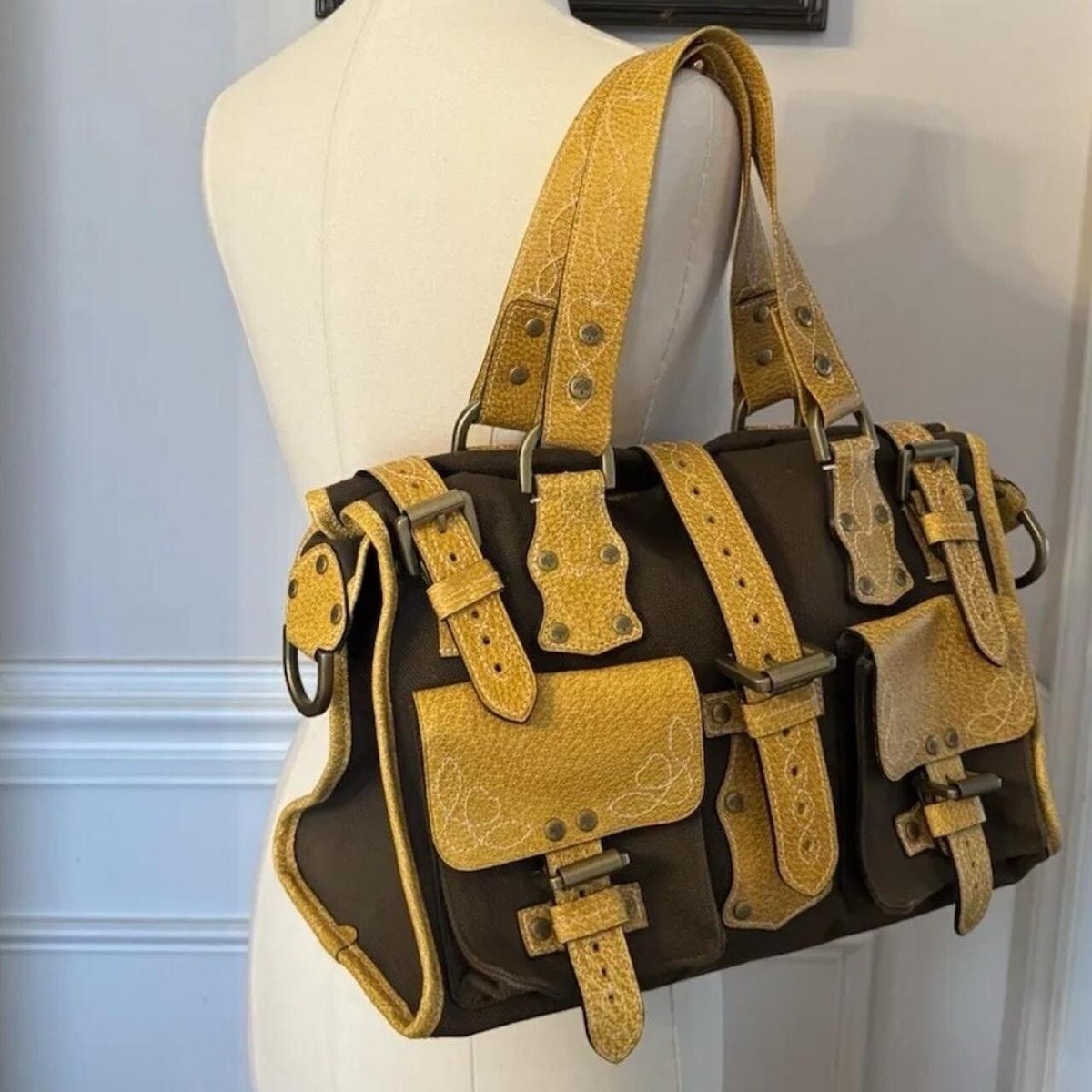 MULBERRY Roxanne cargo Utility Leather Purse Shoulder Bag Y2K