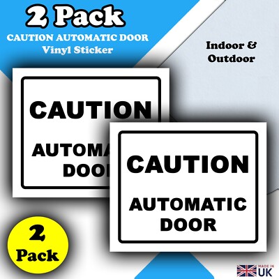 2er Pack - Achtung Automatische Türaufkleber Schilder - 90 mm x 110 mm - Wasserdicht Vinyl