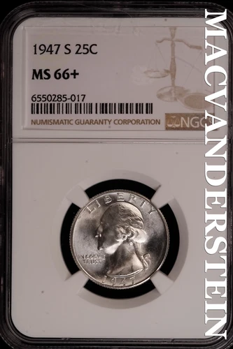 1947-S Washington Quarter-NGC MS 66+ Brilliant Uncirculated #SLF270