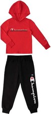 Champion Toddler 2T Boys Hoodie and Pants Fleece Jogger set, Red/Granite NWT