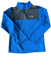 The North Face Boys  Glacier 1/4 Zip Pullover Blue  Grey Fleece Size L