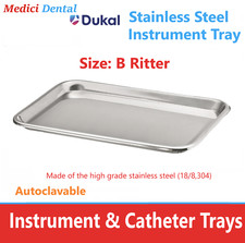 TECH-MED Size B Ritter Flat Instrument Tray 13 5/8" x 9 " x 5/8, Stainless Steel