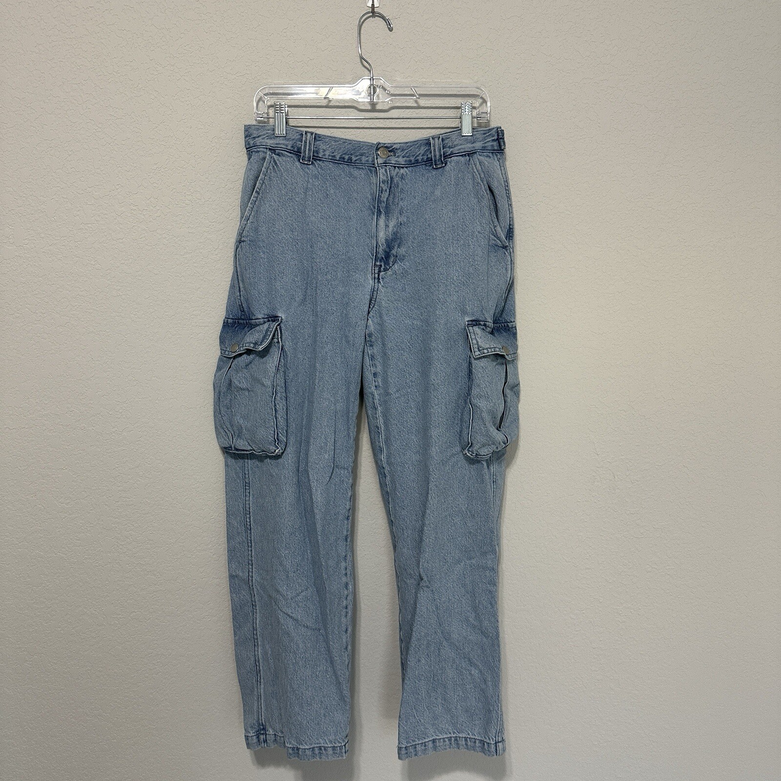 Madewell Low-Slung Straight Cargo Jeans Coleman Wash Women’s Size 28 with Pockets