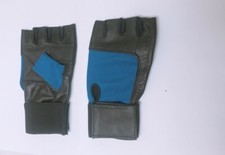 Weight Lifting Gloves Genuine Leather Fitness Glove Gym Training Exercise Blue