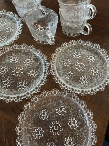Vintage 10 Pc Masserini Barocco Textured Bubble Lace Plates Cups Set Made Italy - Picture 9 of 15