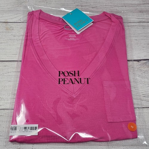 NWT Posh Peanut Women's Posh Hot Pink V-Neck T-Shirt Size Small