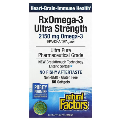 Natural Factors RxOmega-3 Ultra Strength 2150 mg Omega 3, 60 softgels