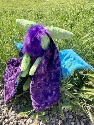 Radical Purple Moth Plush OOAK Insect handmade cottagecore butterfly kawaii blue