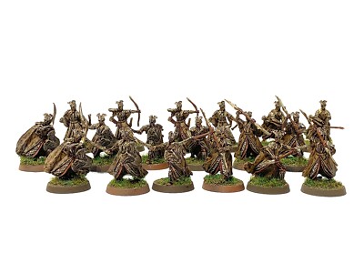 MIRKWOOD ELVEN ARMOURED WARRIORS 18 Herr der Ringe Warhammer 28mm bemalt