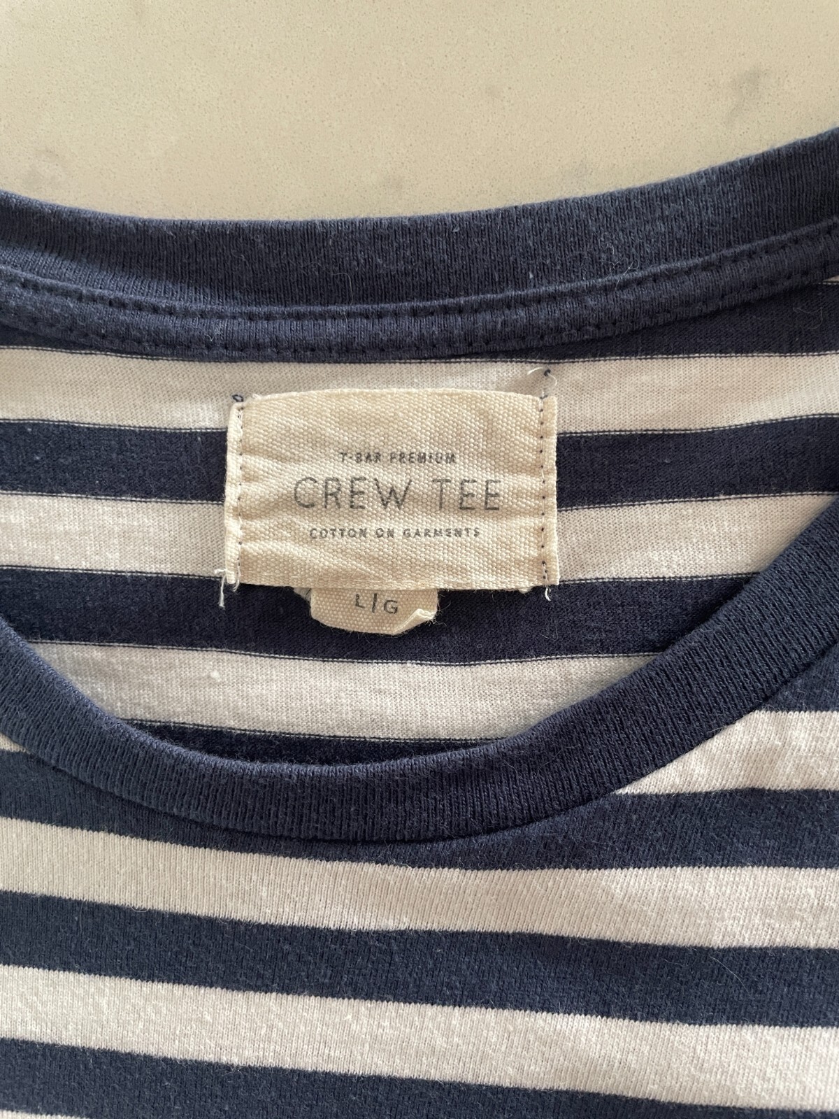 Cotton On TBAR Premium Crew Tee Mens Size L Striped Cotton T Shirt