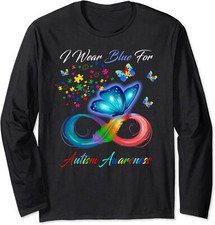 Autism Awareness I Wear Blue For Autistic Awareness Long Sleeve T-Shirt