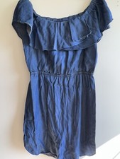 Halston Women's Off-Shoulder dress Size Medium Large Blue Jean Colored Elastic