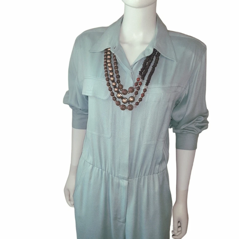 Mono de Colección BOSTON APROPIADO Lavado Seda Lona Safari Utilitario Carga Talla 10 Azul Foto 3 de 4