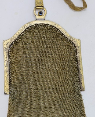 1920s Antique Flapper Purse Whiting & Davis Gold-tone Evening Handbag Ribbon - Picture 4 of 17