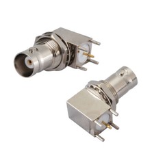 2-Pack BNC Female Right Angle Bulkhead Thru Hole PCB Mount Solder Connector