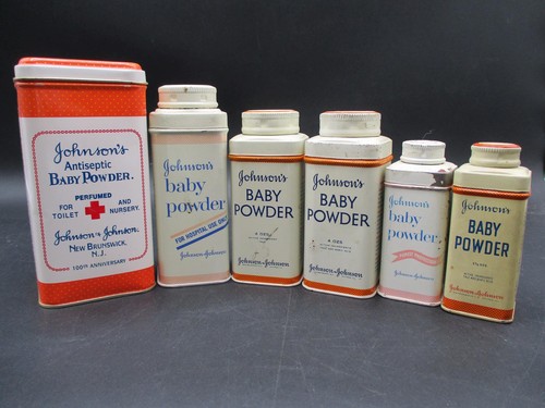 Vintage Johnson & Johnson Baby Powder Tins Doll Store Nursery Movie Props 1950s