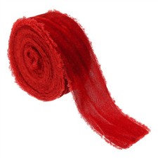 Velvet Ribbon 1-1/2"x3Yd Handmade Frayed Vintage Ribbons Bright Red