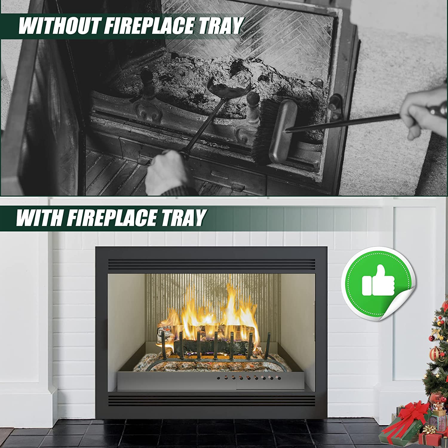 Adjustable Fireplace Tray, Expandable Ash Pan for Ash Collection, Galvanized Ste