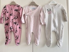 Baby Girls 0-3 Months Babygrow Sleepsuit Bundle Bunny Panda Bear Animals George