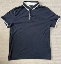 Michael Kors MK Blue Polo Shirt Men  s Medium 100 Cotton Soft