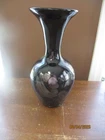 Vintage Fenton Black Hand Painted Vase 10"