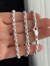 925 Sterling Silver 4.5 MM SOLID High Polished Rope Chain
