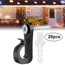 20pcs Black Plastic Light Hooks for Hanging String Lights and Plant Baskets