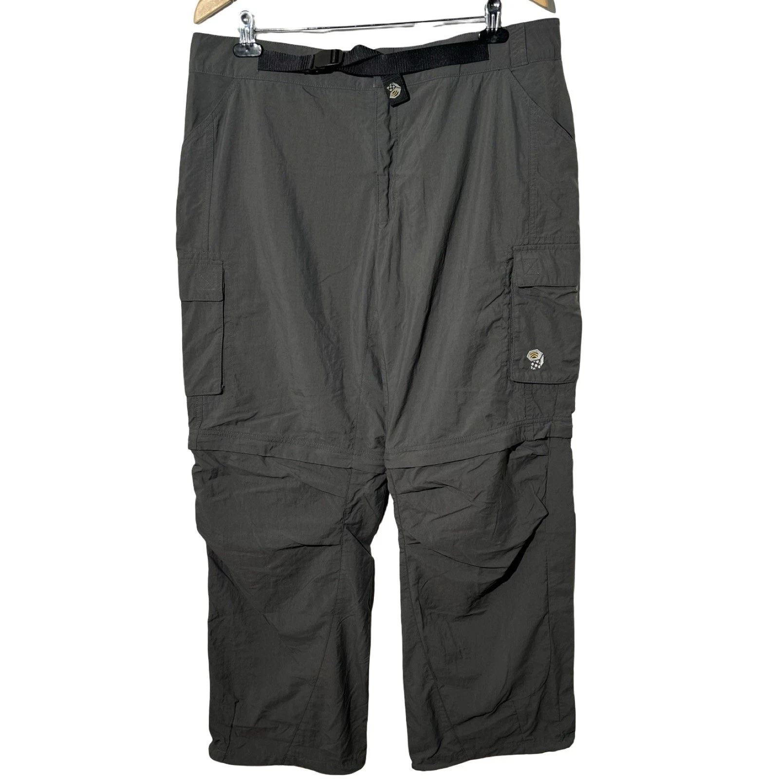 Mountain Hardwear Mesa Convertible Pants Mens XL Nylon Gray Cargo Belted OM2192