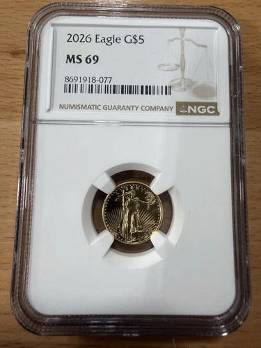 2026 Eagle G$5 NGC MS69 1/10th Oz Gold Coin