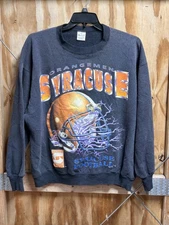 RARE Vintage NCAA Syracuse University Orangemen Big Helmet Lighting Crewneck